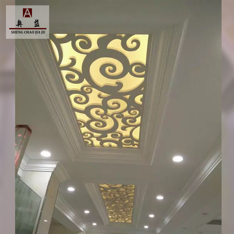 Carved board Hollow decoration PVC ceiling wood plastic board TV background wall European style lattice partition screen Through the flower board