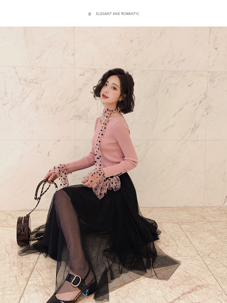 Áo len dáng dài tay bó sát áo sơ mi nữ mùa thu 2019 mới sóng rất cổ tích áo len hoang dã đa năng - Đan Cardigan áo kiểu trung niên