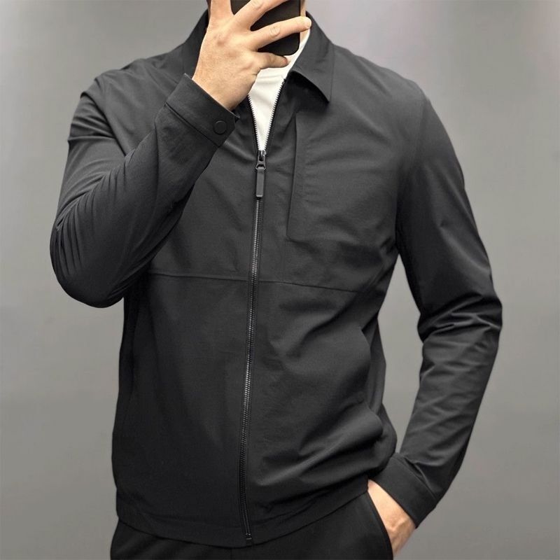 Spring and Autumn Simple New Style High-End Zipper Stand-Collar Jacket with Fashionable Long Sleeves, Thin and Trendy Versatile Outerwear