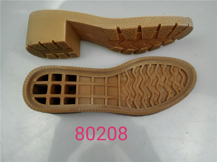 Women's rubber generous straight heel round head 5 cm high sole custom-made leather shoes repair shoe sole replacement 80208