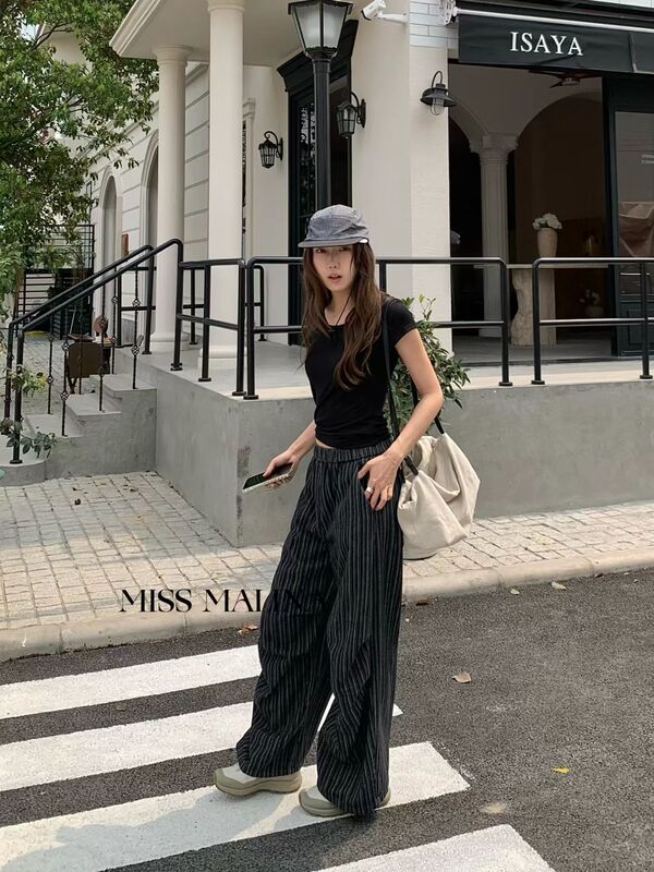 Da Dong'Er m [Korean Style] Textured Vertical Striped Enzyme Wash Elastic Waist Jeans 4.03