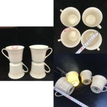 Old tea cup Zibo pottery LB model milky white glaze with yellow flowers unused product total price of four 2330