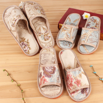 Outer single home fabric slippers indoor home shoes non-slip Oxford soft-soled slippers Hotel Club lovers slippers