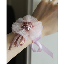Girls flower girl Children children wrist flower Wedding flower girl performance Kindergarten chorus dance Hand flower bracelet