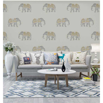 Southeast Asia Elephant Tropical Rainforest Seamless Wall Fabric Full House Custom Hotel Background Film & TV Wall Butai Style Yoga