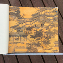 Chinese classical characters style ancient courtyard Tea House wallpaper study Hotel private room wallpaper Qingming Shanghe map