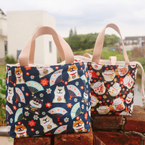  Japanese cute insulation waterproof lunch box bento bag tote bag cute summer drawstring student office worker female with rice bag