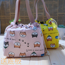 Day Style Lunchbox Handbag lunch bag cute drawing rope student with rice bag cotton linen canvas slightly imperfections