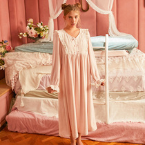 Chenxi original Palace wind nightgown womens autumn and winter long sleeves sweet and sweet retro palace style home wear pajamas