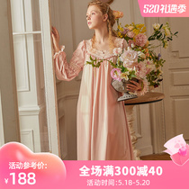 Dust Xi Sleeping Dress Woman Spring Autumn Season Long Sleeve Long Sleeve Long Skirt Knit Cotton Method Retro Princess Lace Sexy home Sleeping Clothes