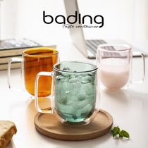 Double borosilicate colored glass creative coffee thermos cup Nordic fashion insulation mug
