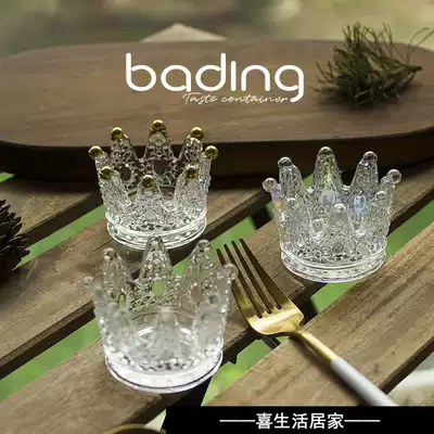 Net red shake sound crystal glass crown dinner Candlestick small glass container jewelry display stand