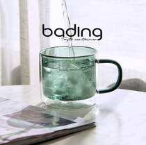 Household transparent cylindrical high-grade coffee mug tropical bar heat-insulating colored double-glazed cup