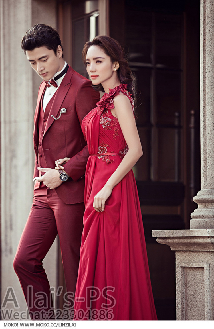 Cho thuê trang phục nam phù hợp với vest phù hợp với quần phù hợp với quần dài tay tiệc chủ nhà rượu vang đỏ kích thước lớn trang phục vest nam hàn quốc
