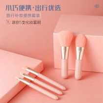 Makeup brush suit portable with a soft hair mini-lip brush fluffy blush powder brush