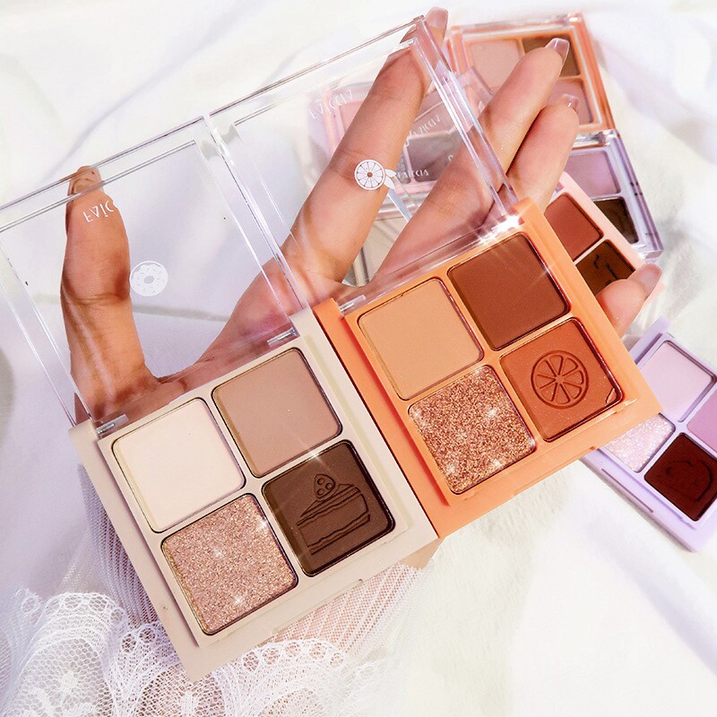 Eye shadow tray ins super-fire affordable student flash powder pearlescent waterproof earth color beginner net red brown 4 colors