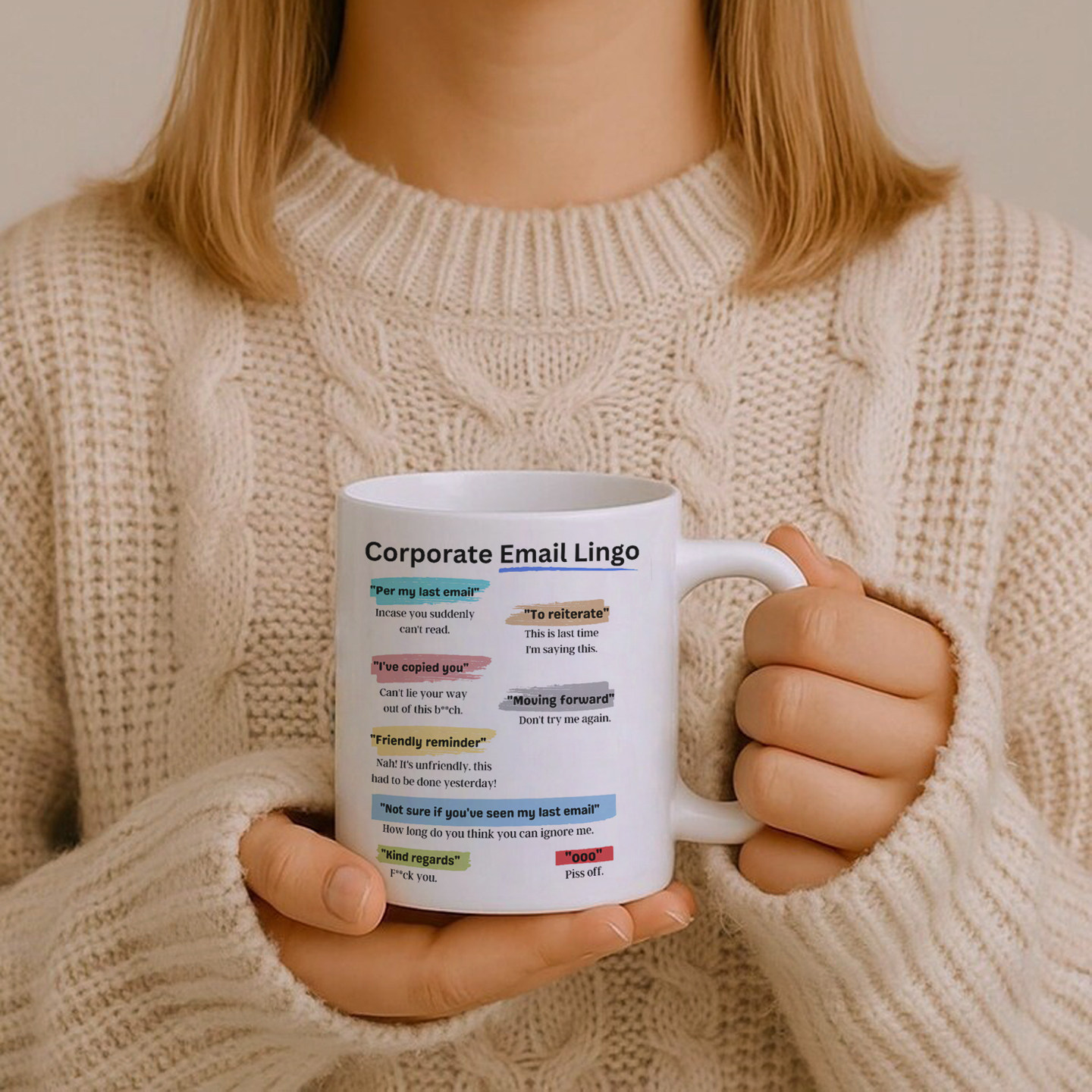 Corporate Email Lingo Office colleagues, foreign trade email mugs, drinking cups, ceramic cups