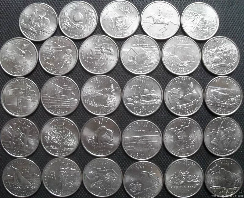 Tại Mỹ 25 xu đồng xu (Đô la Mỹ) số một người chơi với cùng một tiền xu cộng với đạo cụ cuộc sống tiền xu cổ trung quốc qua các thời kỳ