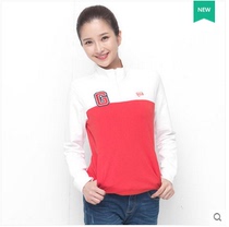 Nadia loose all-match long-sleeved parent-child men and womens clothing couples simple casual stand-up collar T-shirt LI11925