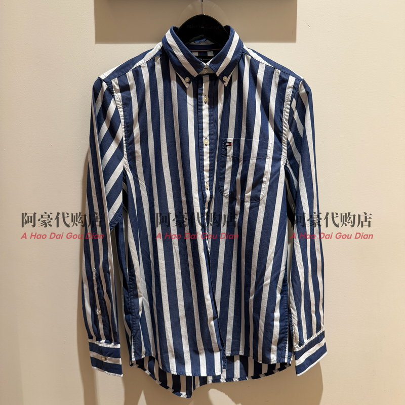 Tommy Hilfiger26 New Spring and Summer Men's Pure Cotton Casual Stripesd Long-Sleeved Shirt Mw41715 Tommy Hilfiger26 New Spring and Summer Men's Pure Cotton Casual Stripesd Long-Sleeved Shirt Mw41715