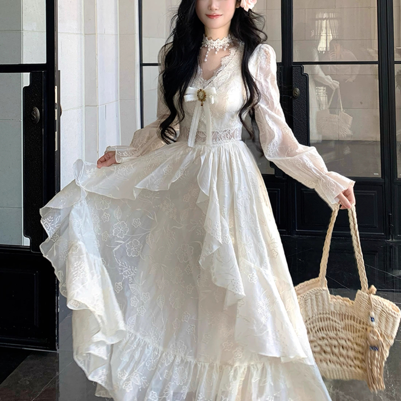 Slightly Chubby Girl's French Sweet Princess Dress, Lace Puffy Long Dress, Looks Great in Summer, Plus Size, Stunning Waist-Cinching Dress Slightly Chubby Girl's French Sweet Princess Dress, Lace Puffy Long Dress, Looks Great in Summer, Plus Size, Stunning Waist-Cinching Dress