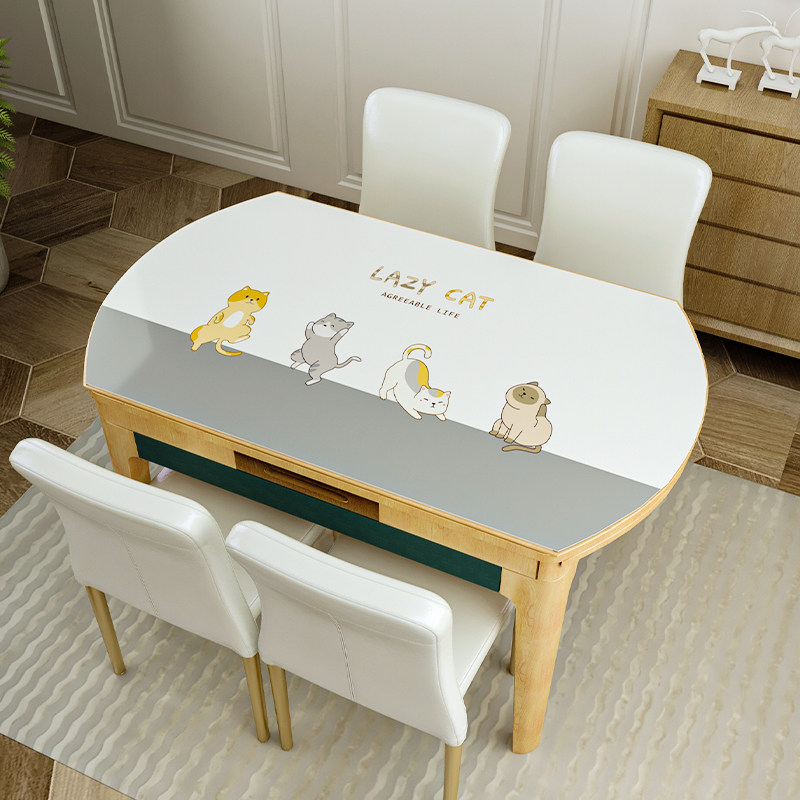 Simple modern oval dining table cloth Living room household Japanese dining table mat Waterproof and oil-proof wash-in anti-hot tablecloth thick