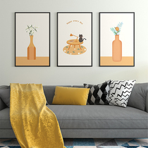 Modern Nordic living room decorative painting porch corridor combination triple mural painting sofa background wall hand-painted oil painting