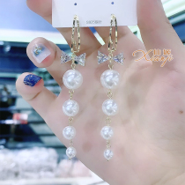 South Koreas East Gate Fashion Personality Butterfly Pearl Long Paper Round Face Slippy Head