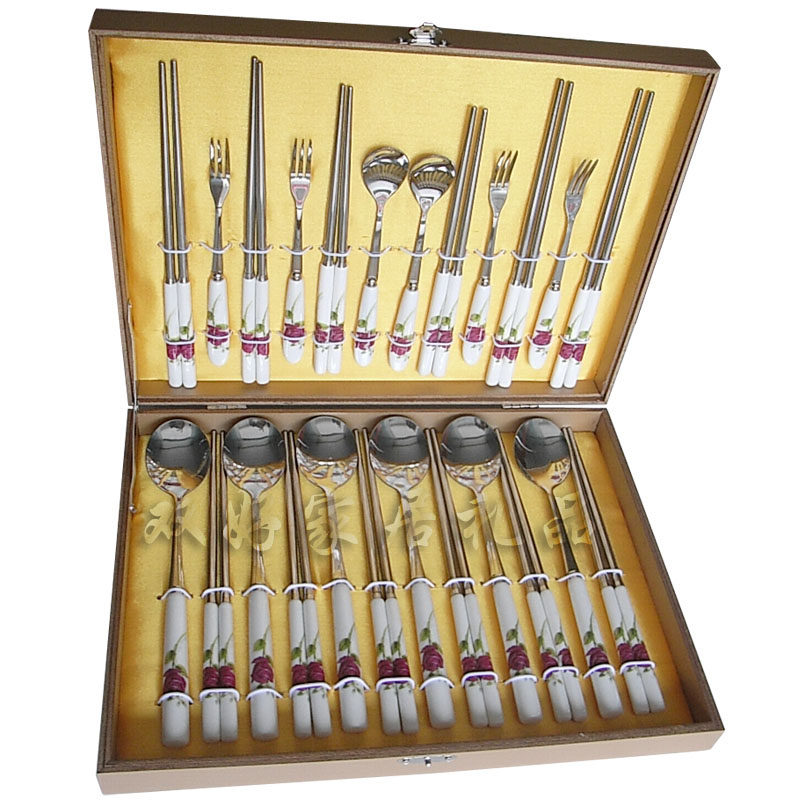Wedding Bone China Porcelain Gift Stainless Steel Chopsticks Spoon Cutlery Sets South Korea Han Style Creative Kitchen Supplies Utensils
