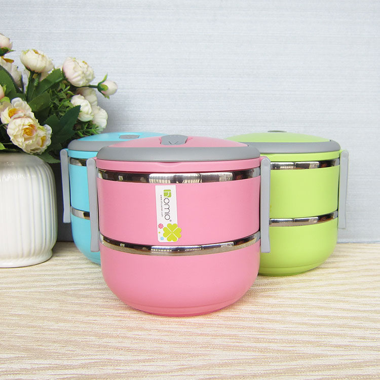 Student Day Style Insulated Bucket Lunch Box Lunchbox Stainless Steel Insulated Students Double large capacity lunch box 2 floors