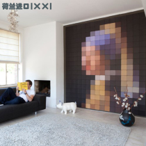 XXI Dutch synthetic material pixelated girl Van Gogh collage decorative painting with pearl earrings