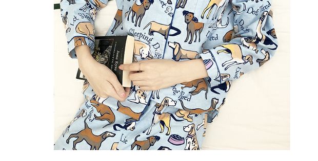 IC12 2018 mùa thu mới Hàn Quốc ngọt ngào in quần áo tại nhà bộ đồ ngủ cotton đặt ou74 SS đồ bộ mặc nhà cao cấp