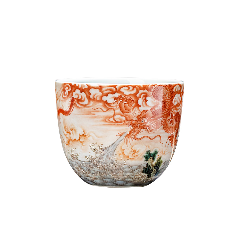 Jingdezhen ceramic hand - made pastel yunlong sea master single cup sample tea cup large - sized kung fu tea cup, bowl