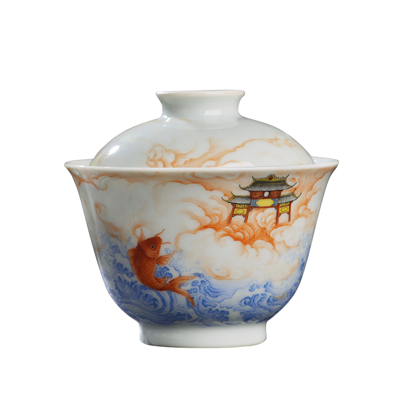 Jingdezhen ceramic famille rose leap by hand all three just two just tureen kung fu tea large bowl