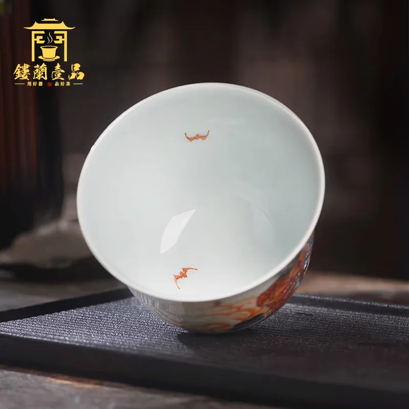 Посудa из Jingdezhen: полностью расписной пастельный Zhong Kui, оформленный мастер, чайная чашка для кунг-фу набора, большая личная единичная чашка