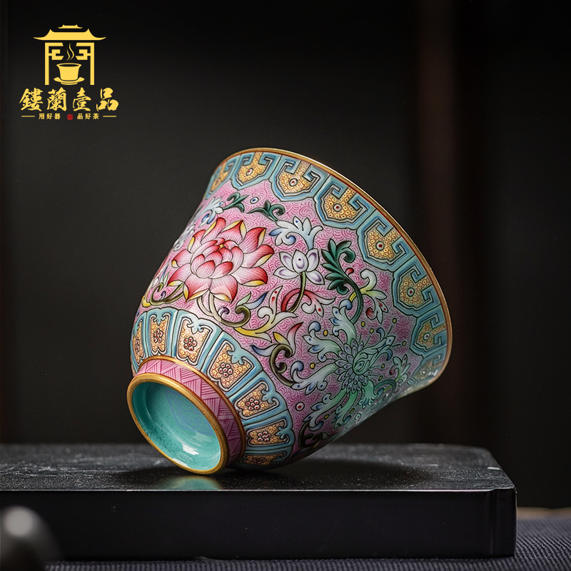Jingdezhen all checking ceramic kung fu tea powder enamel bound branch bao master single cup tea sample tea cup individual cup