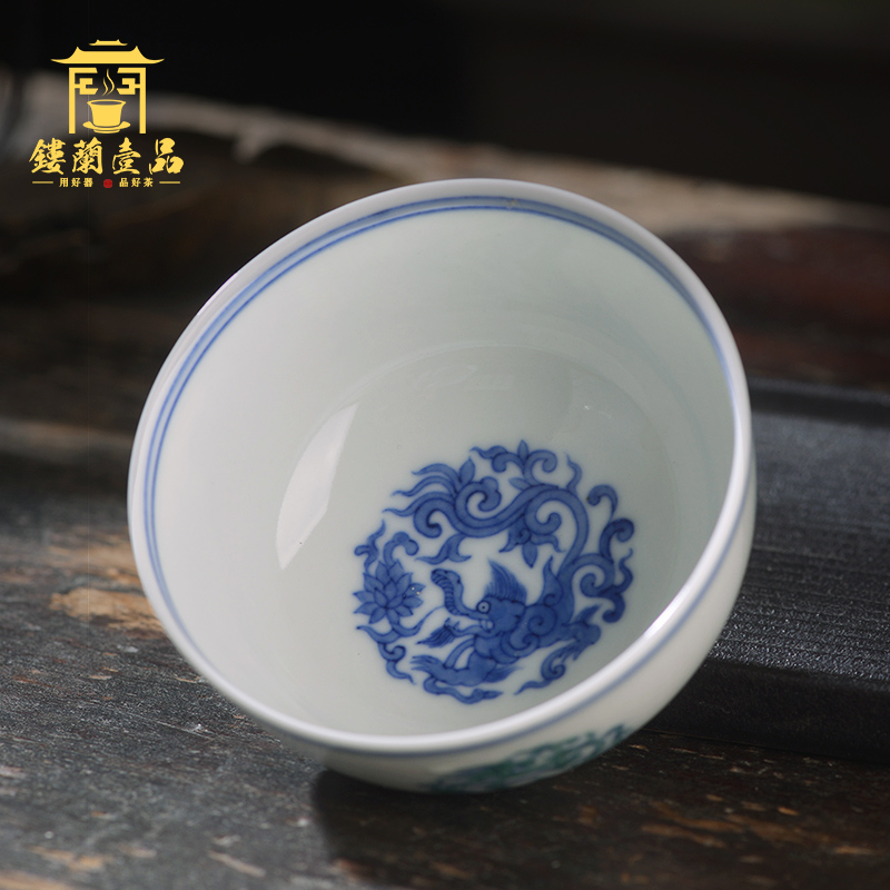 Jingdezhen ceramic all hand - made bucket CaiTuan dragon master of kung fu tea tea cup personal single cup sample tea cup