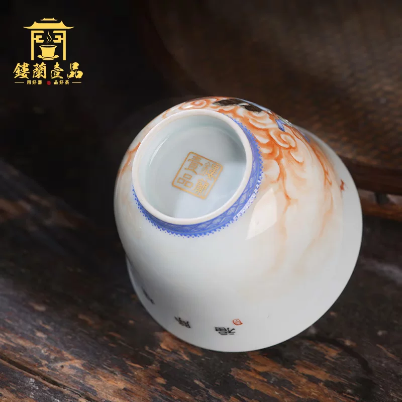 Посудa из Jingdezhen: полностью расписной пастельный Zhong Kui, оформленный мастер, чайная чашка для кунг-фу набора, большая личная единичная чашка