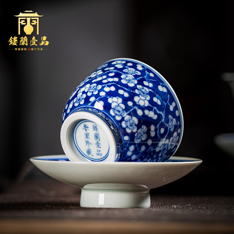 Jingdezhen blue and white may maintain ice tea set suits for all hand - made kung fu ceramic cups tea bowls