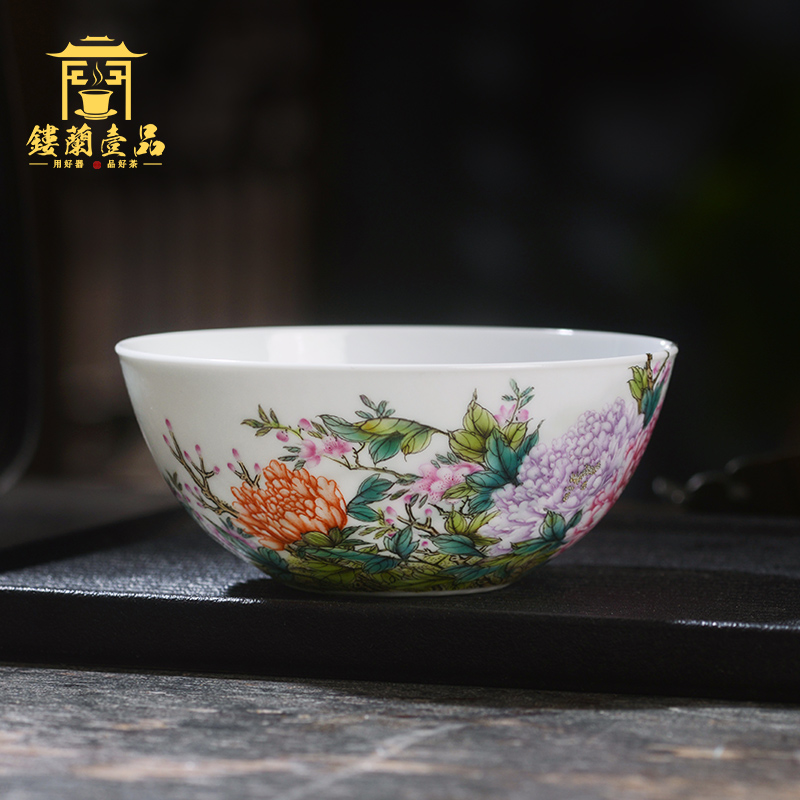 Jane don spill pastel peony master cup of jingdezhen ceramic hand - made single CPU kung fu tea cup sample tea cup individuals