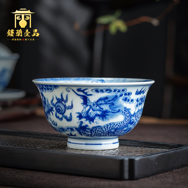 All hand - made porcelain of jingdezhen ceramics maintain dragon playing bead master cup tea cup large single cup sample tea cup