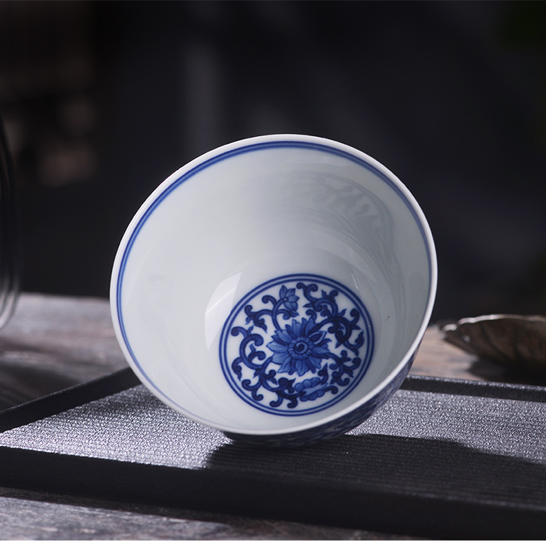 Jingdezhen blue and white maintain all hand - made tea tea master kung fu ceramic cup bowl individual special single CPU