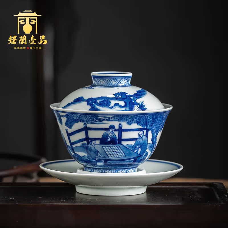 Jingdezhen ceramic hand - made porcelain maintain three characters to make tea tureen large bowl of kung fu tea sets tea cups