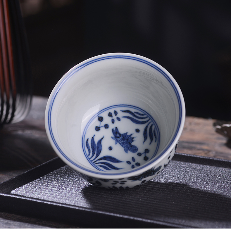 Jingdezhen blue and white maintain all hand - made tea tea master kung fu ceramic cup bowl individual special single CPU