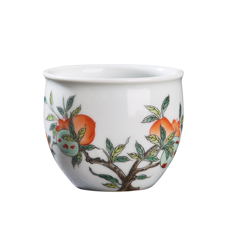 Jingdezhen ceramic all hand - made colors peach lines master cup kung fu tea cup tea cup individual sample tea cup