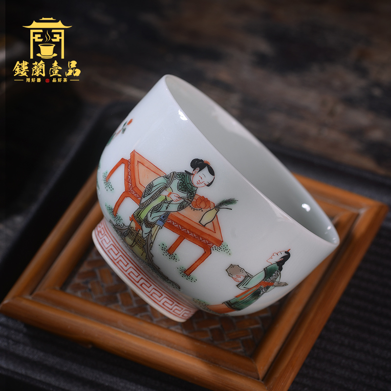 Jingdezhen ceramic hand - made colors all three niang godson master of kung fu tea tea cup sample tea cup single CPU