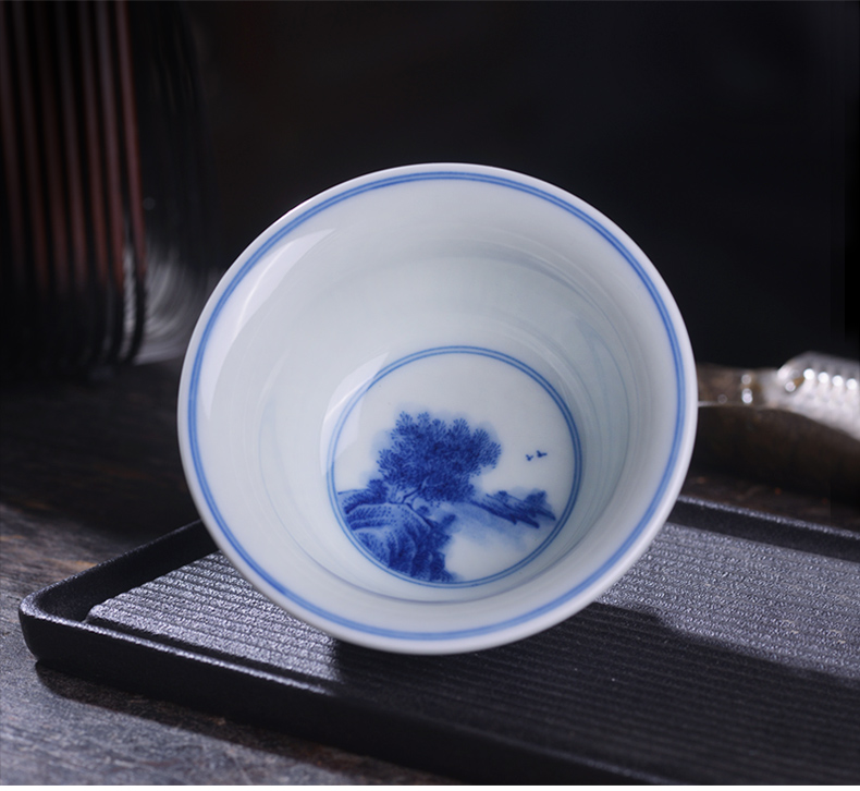 Jingdezhen blue and white maintain all hand - made tea tea master kung fu ceramic cup bowl individual special single CPU