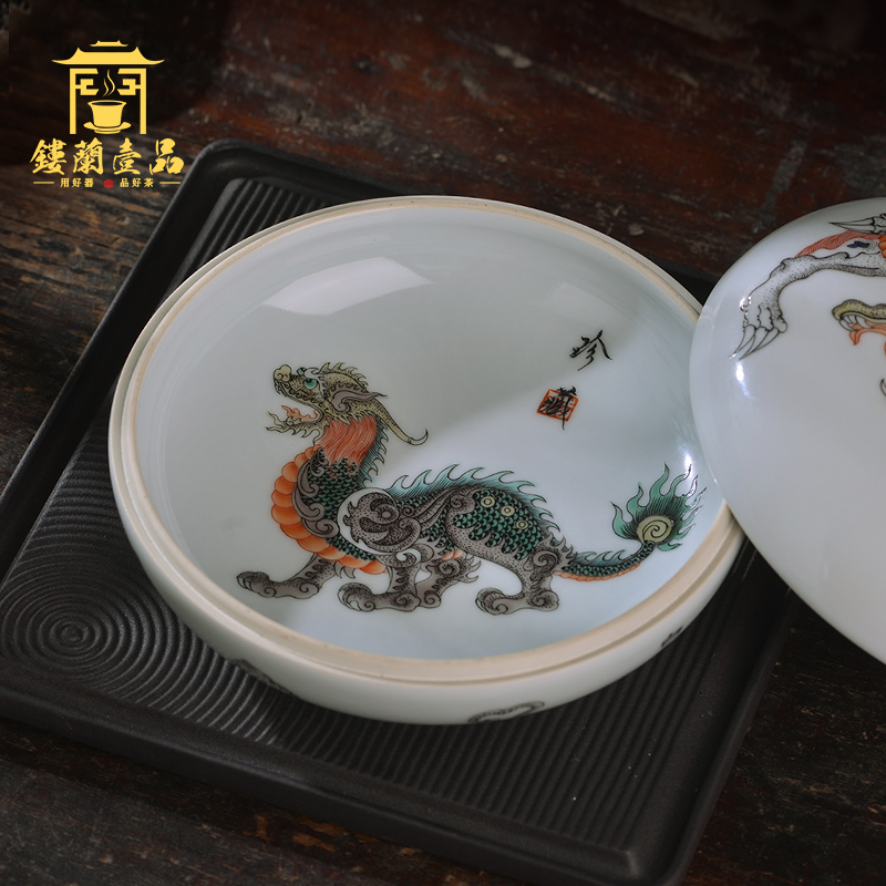 Jingdezhen ceramic hand - made colors the mythical wild animal four god beast ", "four four treasures of the study decorate box to receive a case furnishing articles