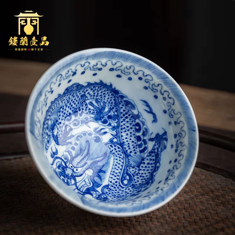 All hand - made porcelain of jingdezhen ceramics maintain dragon playing bead master cup tea cup large single cup sample tea cup