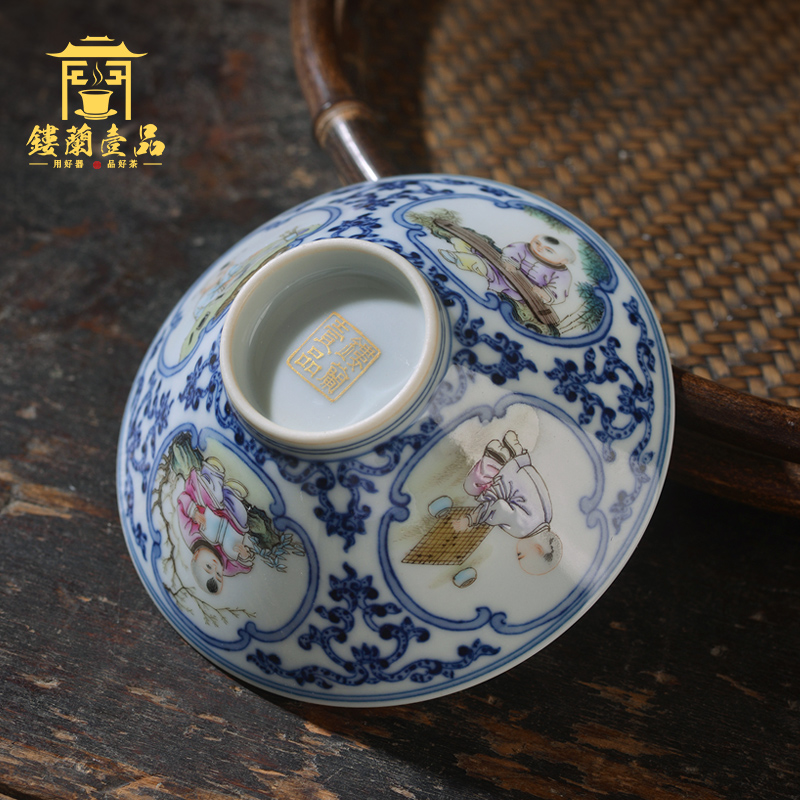 Jingdezhen ceramic all hand - made porcelain enamel lad master cup large tea cup kung fu tea set personal single CPU